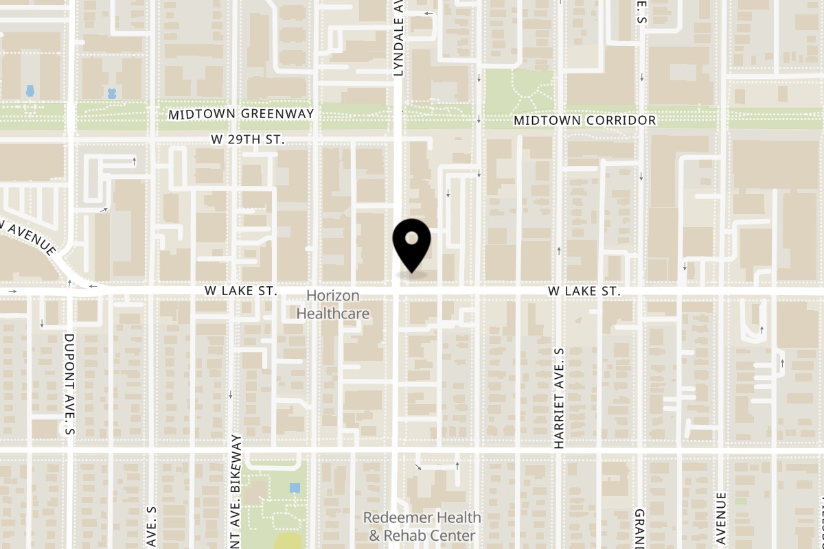 Map showing the location of VUKA on 626 W Lake St in Minneapolis